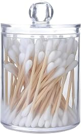 Yowlens 4 Pcs Clear Acrylic Cotton Pad Swab Jar Organizer with Lids view 7