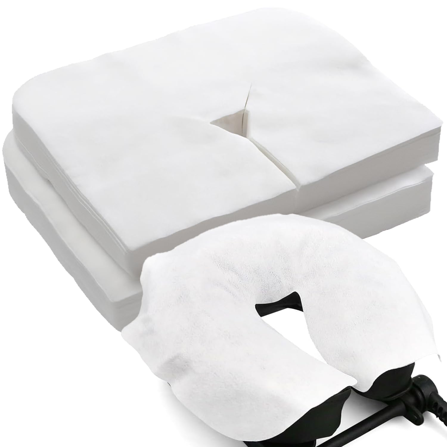 KIBERTIC 50 Pcs Disposable Face Cradle Covers for Massage Table - Size XXL - Massage Accessories Therapy, Soft and Durable, Massage Bed Cover with face Hole Comfortable for Clients Hygienic and Spa