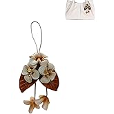 Yzikema Genuine Leather Leaf Flower Bag Charm, Boho Accessories Leather Rose Flowers Key chain Purse Pendant Charms