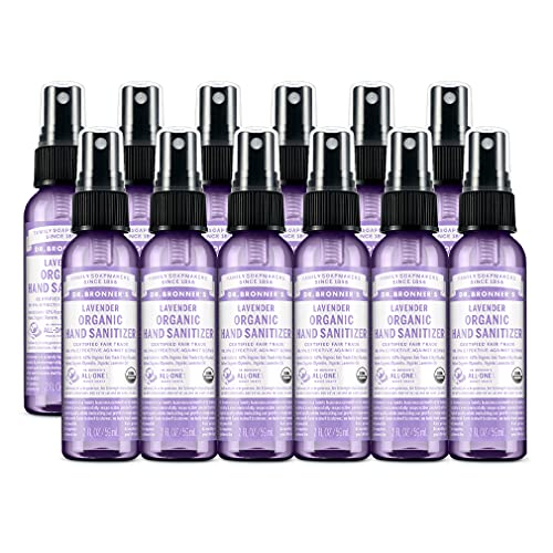 Dr. Bronner's Organic Hand Sanitizer Spray (Lavender, 2 ounce, 12