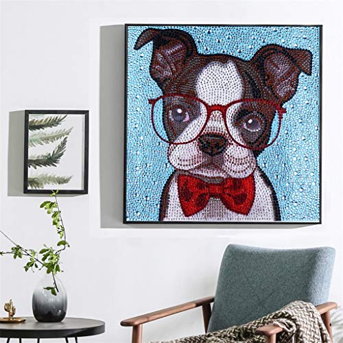 LPRTALK DIY 5D Diamond Painting by Number Kits, Full Round and Special Shaped Drill Cute Pug Crystal Resin Embroidery Dotz Kit Cross Stitch Mosaic Making Supplies Arts Craft for Wall Decoration - Thumbnail 5