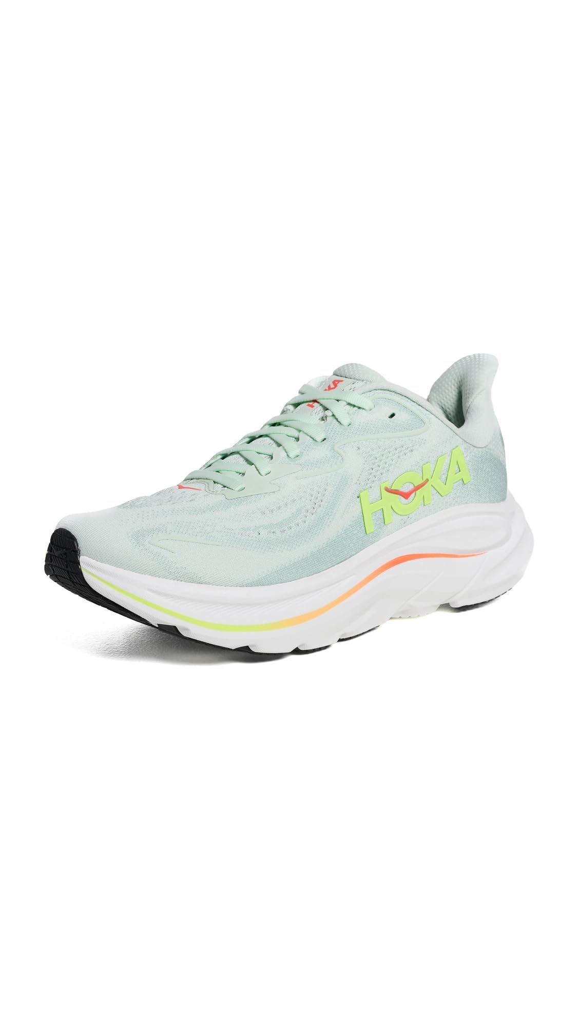 Hoka Women's Clifton 10 Sea Glass/Neon Flame 11 Medium Image