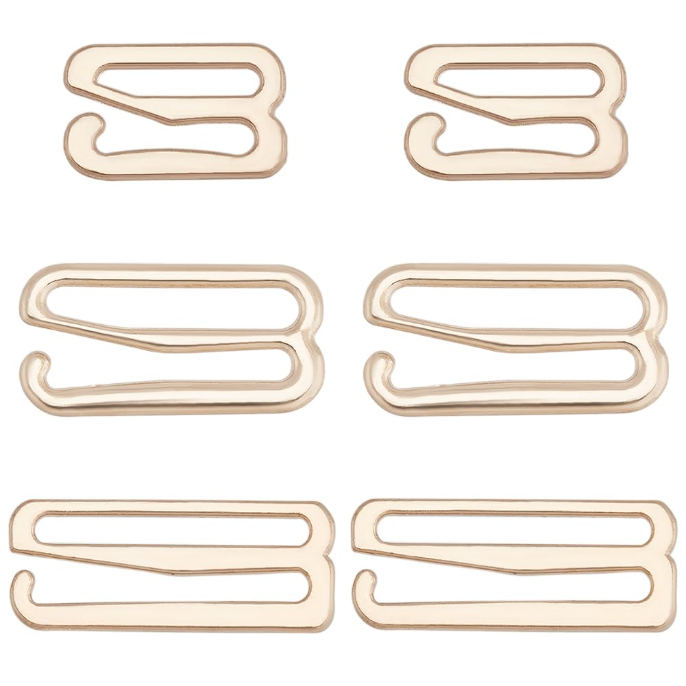 GORGECRAFT 60Pcs 3 Sizes Metal Bra Strap Hooks Gold Alloy Swimsuit Clips Replacement Adjustable Slide Hook Clasp for Bathing Suit Tops Lingerie Bikini Halter Dress Sewing 24mm 19mm 11mm