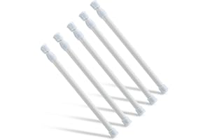 5 Pcs Tension Rod, OEH Short Tension Rod, No Drilling Small Tension Rods for Closet, Rustproof Spring Rod, Mini Thin Tension Rods for Cabinets, Cupboard, Wardrobe Bars, Bookcase (12-20 inch)