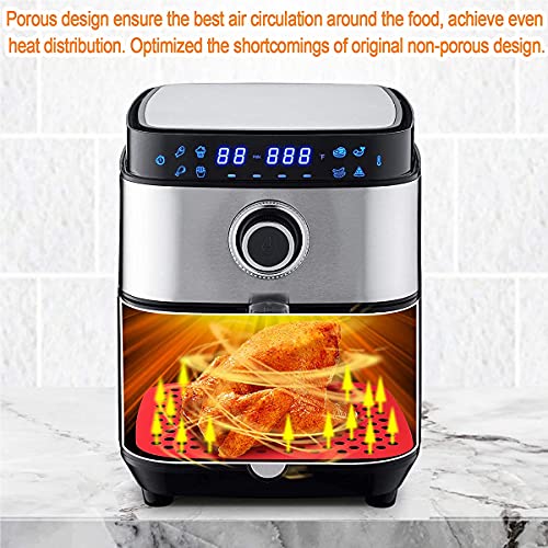 2-Pack Reusable Air Fryer Liner, 8.5in Square Silicone Non-Stick Air Fryer Mat Steamer Liners insulation pad | Air Fryer Accessories For COSORI, NINJA, INSTANT VORTEX, NUWAVE and More