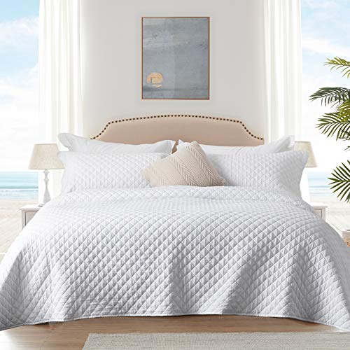 SunStyle Home King Quilt Set White Lightweight Bedspread Soft