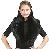 Lucky Leaf Women Winter Faux Fur Scarf Wrap Collar Shrug for Wedding Evening Party