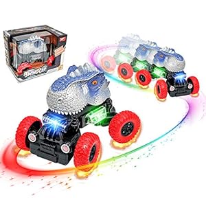 FGZU Dinosaur Car Toy, With LED Lights and Realistic Sound - The Best Gift for Boys (T-Rex)