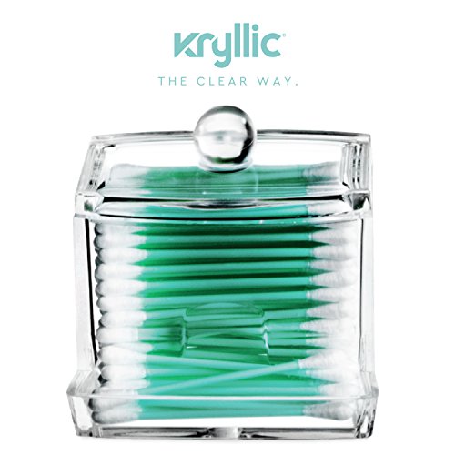 Kryllic Qtip Holder Qtip Dispenser Cotton Swab Ball Pad Holder Compact Organizer Bathroom Jars