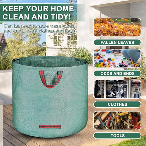 2 x 500L Green Waste Garden Bags with Handles, Foldable and Reusable, Suitable for Weeds, Leaves and Waste