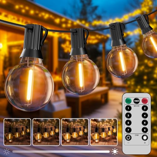 Hoteril Outdoor Garden Light Chain - 30 m, G40 Outdoor Light Chain - 42 + 2 Bulbs, Colour Temperature 2200 K, Plug Powered, Ideal for Garden Arbor, Gazebo, Balcony, Camping
