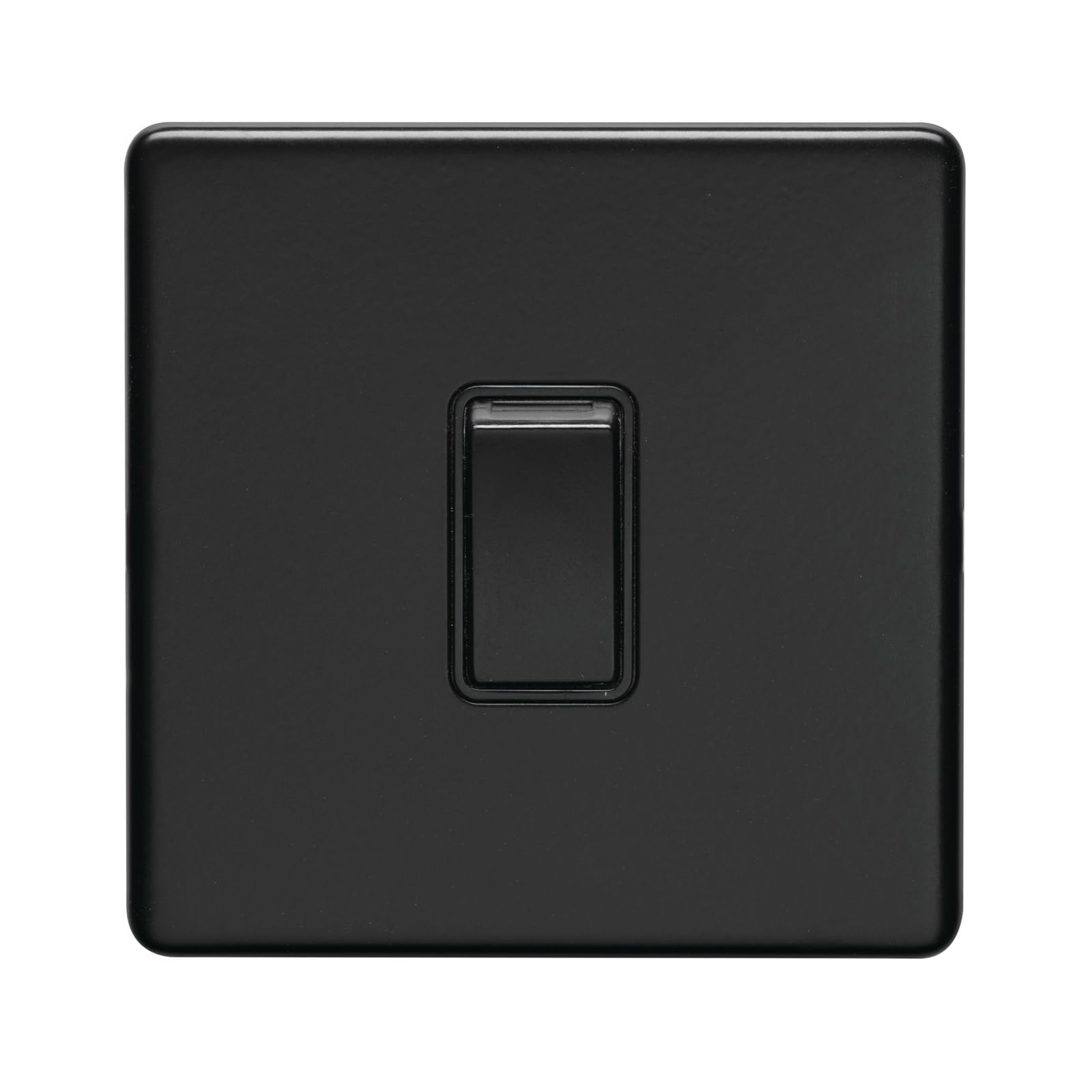 1 Gang Intermediate Switch Flat Concealed Matt Black Plate Black Rocker — image 1