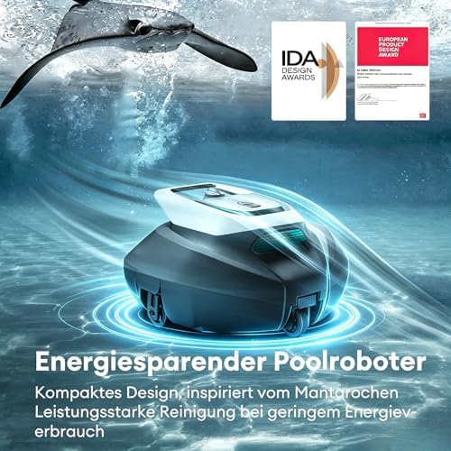 10s Poolroboter(2026 Upgrade), Poolroboter Akku mit 3 Motoren, 90Min für Pools bis 80 m², Fernbedienung und App-Steuerung, automatisches Parken, geeignet für Verschiedene Pooloberflächen