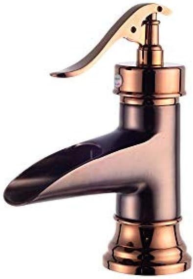 Wxhwhx Brass tap Sink Taps Waterfall Basin Taps Antique Rose Gold Taps Mixer Wash Sink Faucet Kitchen Bathroom Basin Taps