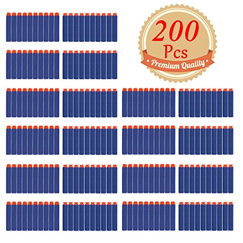 EC2BUY 200pcs 7.2cm Refill Bullet Darts for Nerf N-strike Elite Series Blasters Kid Toy Gun - Dark Blue(round head and suction head)