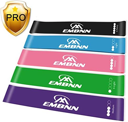 EMBNN Resistance Loop Exercise Bands, Premium-Quality Workout Bands Include eBook, Manual, Set of 3 & 5