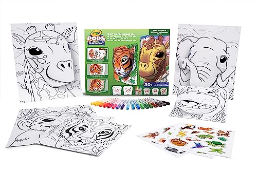 Crayola POPS - 3D-Super-Aktivitätsset, zum Ausmalen und Erstellen von 3D-Bildern, kreative Beschäftigung und Geschenk für Kinder, Thema Dschungel, ab 6 Jahren