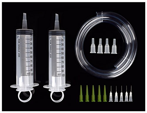 HUAHA 2 Pcs 100ML Large Plastic Reusable Measuring Syringe with 100cm(40") Tubing, 4 Pcs Caps, 10 Pcs Dispenser Needles