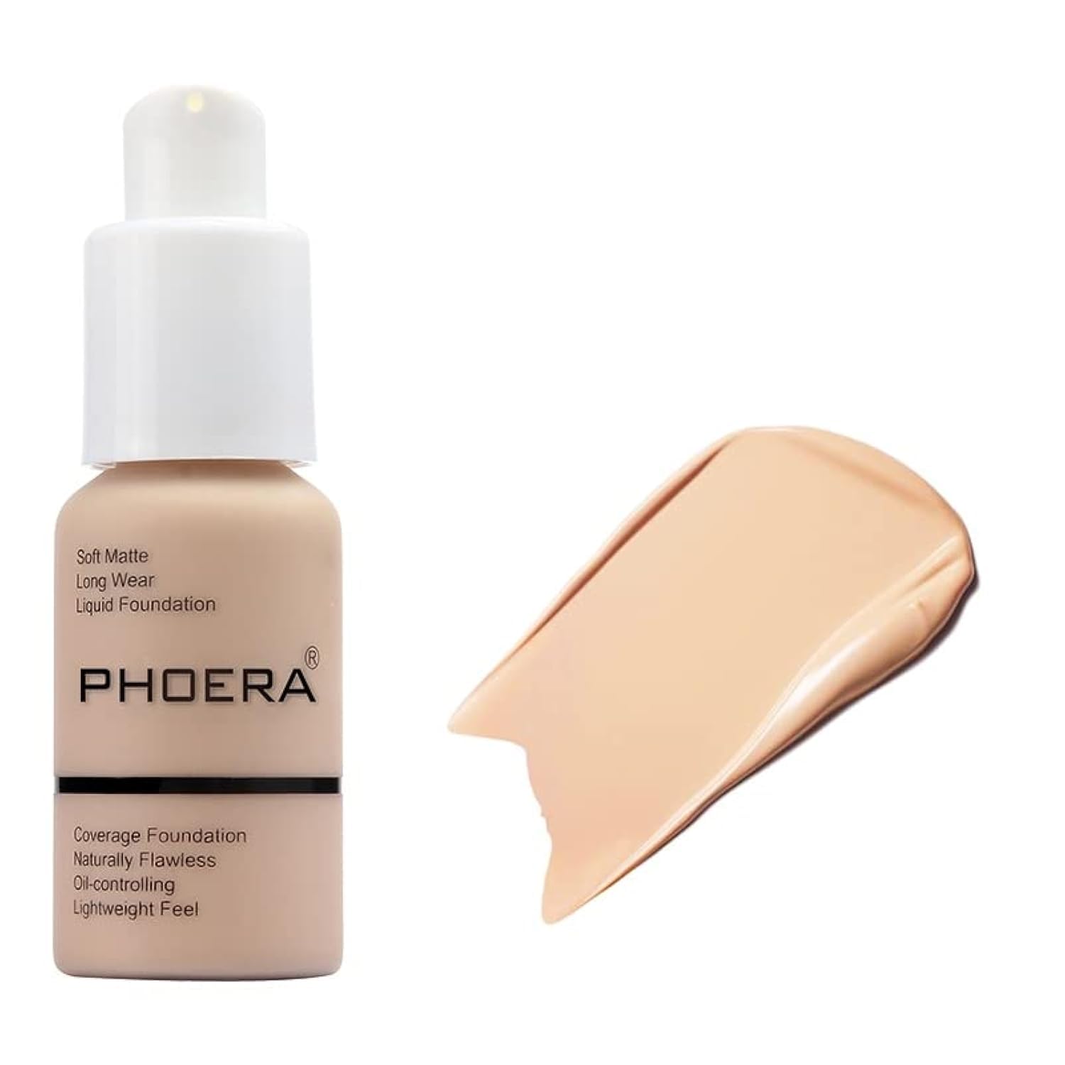 ABRUS® - PHOERA Foundation - Flawless Soft Matte Liquid Foundation with 24 HR Oil Control and Concealer, Full Coverage Makeup for a Smooth, Long-Lasting Look, Waterproof 30ml (102 Nude)