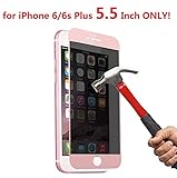 EVERMARKET 3D Full Cover High Transparent Privacy Anti Spy Tempered Glass Screen Protector Film for Apple iPhone 6 and 6s Plus 5.5 Inch - Rose Gold