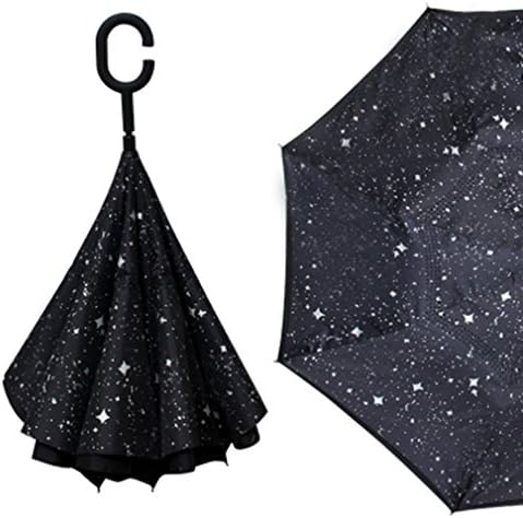 NATURET Inverted Umbrellas Reverse Double Layer UV Protection Car Auto Open Folding C- Shaped Umbrella Windproof Waterproof Umbrella