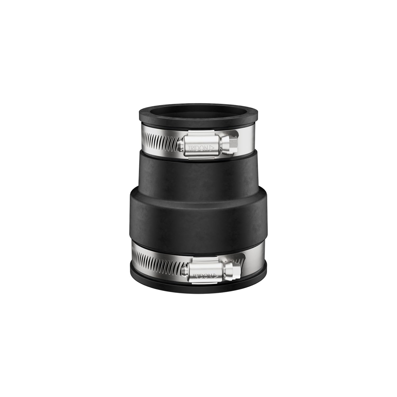 Photo 1 of Fernco P1056-215 Cast Iron, Plastic and Steel Pipe Flexible Coupling Connector Sewer and Drain Coupler Adapter 2" X 1.5" Black