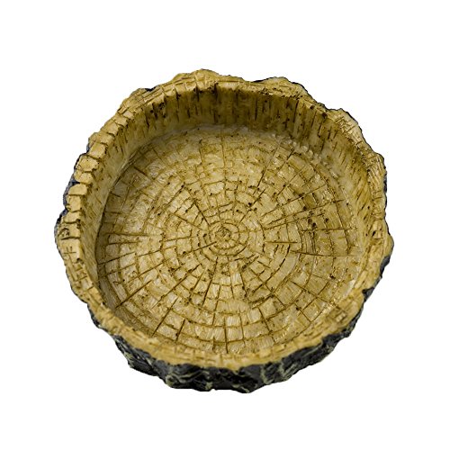 OMEM Reptile Natural Bowl Food and Water Dish Resin Made (Tree bark