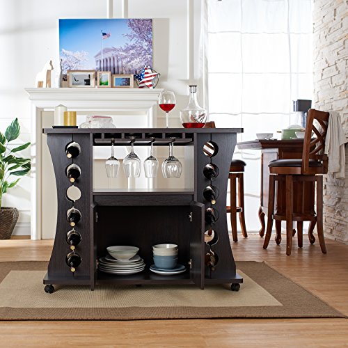 ioHOMES Henley Freestanding Bar Table with Wine Rack, Espresso