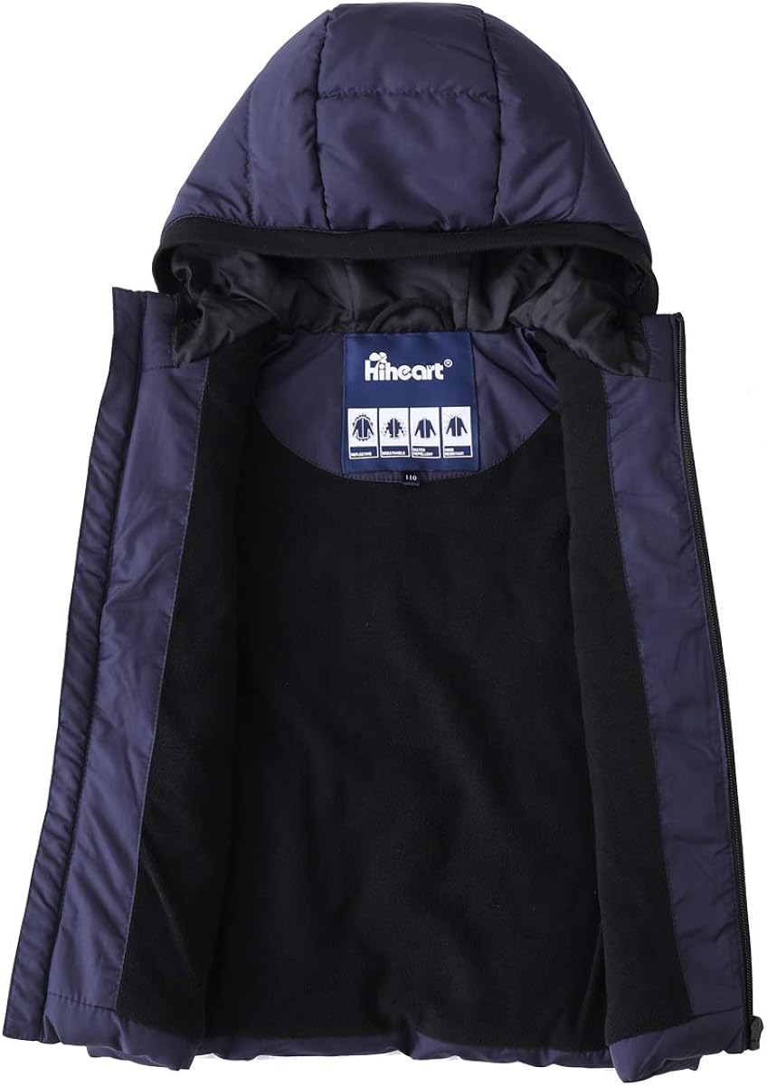 Hiheart Boys Zip-up Fleece Lined Cotton Padded Vest with Hood: Clothing