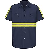 Red Kap Mens Short Sleeve Enhanced Visibility Industrial Work ShirtShirt