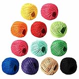 HSTECH 12 Rolls 2mm 3 ply Colorful Natural Jute