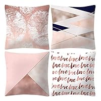 Wotryit Rose Gold Pink Cushion Cover Square Pillowcase Home Decoratio Pack of 4,Decorative Square Throw Pillow Covers Set Cushion Case for Sofa Bedroom Car,Peach Skin Cashmere