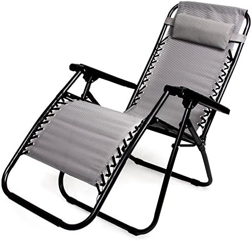 Zero Gravity Outdoor Folding Lounge Chair with Pillow, Gray