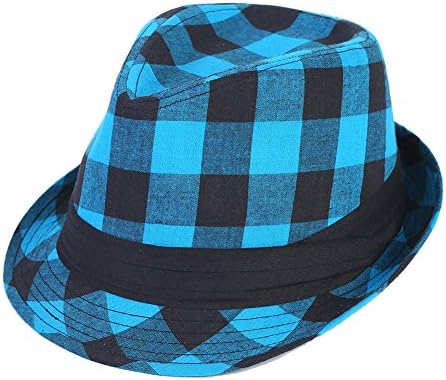Men / Women Short Brim Trilby Fedora Hat with Color Grid