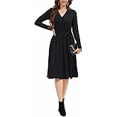 shengfan Women's V Neck Casual Long Sleeve Sweater Dress Wrap Work Wedding Dresses with Belt