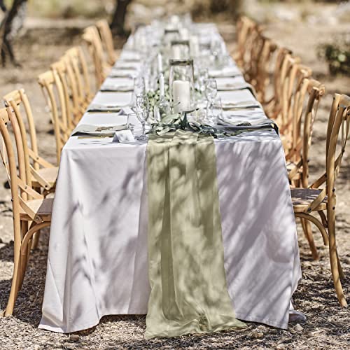 Ginger Ray Chemin de table en tissu sauge pour mariages et fêtes Vert 4 m