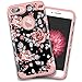 iPhone 7 Plus Case Flower,iPhone 8 Plus Case,Fingic Floral Series Slim Case for Girls Women Hard PC Soft Rubber Anti-Scratch Shock Proof Protective Case Cover for iPhone 7/8 Plus,Rose Flower/Rose Gold