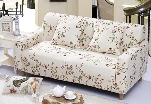 Fanjow Stretch Elastic Fabric Chair Loveseat Sofa Couch Slipcovers Floral Printing Sofa Covers Seat Protectors Without Pillow (3-seat Sofa, Spring Dawn)
