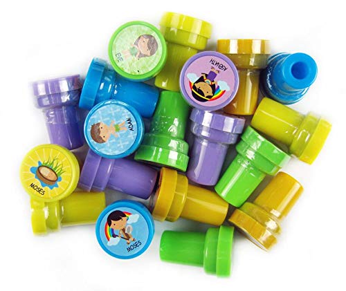 TINYMILLS 50 Pcs Bible Characters Religious Assorted Stampers for Kids