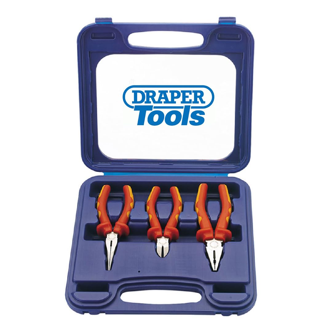 Draper Expert 69288 3-Piece VDE Insulated Pliers Set , Blue