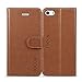 iPhone SE Case, TUCCH® Wallet Case for iPhone SE / iPhone 5s / iPhone 5, Flip Leather Wallet Cases Slim Folio Book Cover with Credit Card Slots, Cash Clip, Stand Holder, Magnetic Closure, Brown