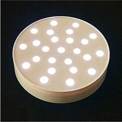 LACGO 6 Inches Led Light Base - Round Display Lights Stand LED Pedestal Plate Base for Light Up Effiel Tower Vase Acrylic Crystal Glass Art Centerpieces - Charging USB or Battery Operated