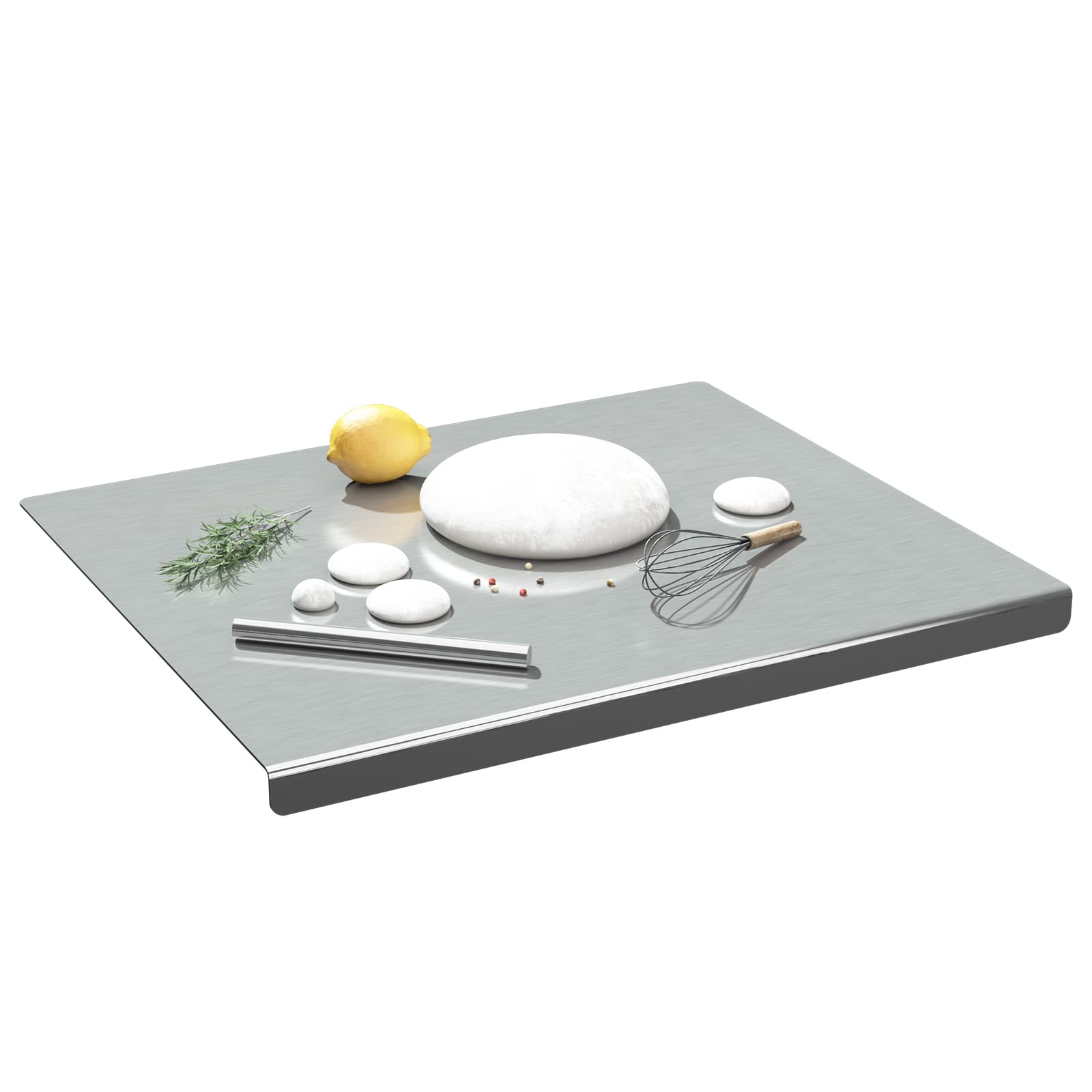 awagas Large 304 Stainless Steel Cutting Chopping Boards, 50x50cm(20") Heavy Duty Cutting Board Worktop 2.1kg Thicken Kitchen Pastry Noodle Boards for Kneading Rolling Bread Dough Meat Vegetables