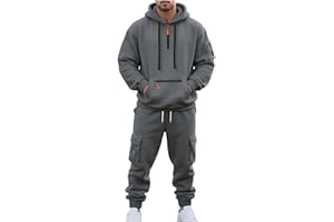 Men's Activewear Tracksuit Zip Pocket Fleece Hoodies and Jogging Pants Casual Fashion Sweat Suit Two Piece Outfits