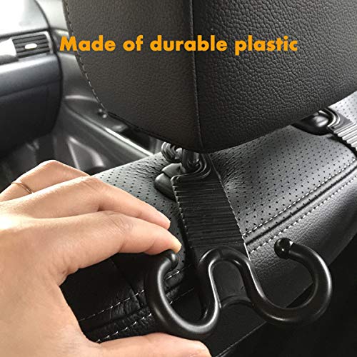 2 Pack Car Interior Headrest Hooks Back Seat Auto Hanger Universal Trunk Organizer Storage for Clothes Coats Diapers Umbrella Purses Handbag Hat Grocery Bag Backpack Drop Stop Gadget Car Accessories