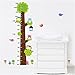 Height Measurement Growth Chart Tree Cute Monkey and Owls Wall Vinly Decal Decor Sticker Removable Super for Nursery Playroom Girls and Boys Children's Bedroom