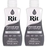 Rit Dye Multi-Purpose Liquid 8 OZ. | Great for Clothing, Accessories, D&eacute;cor, and Much More | 2-Pack, Chacoal Gray