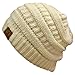 Winter White Ivory Thick Slouchy Knit Oversized Beanie Cap Hat,One Size,Ivory