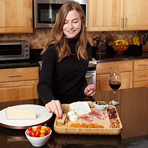 Bamboo Cheese Board- Cutlery Set Included- Pull Out Drawers- 100% Natural Bamboo- Ultimate Cheese And Meat Board- Precise Craftsmanship- Entertaining Gift- Meat Serving Tray