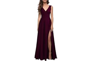 MUSHARE Women's V Neck Sleeveless Split Formal Dress Cocktail Party Prom Long Dresses